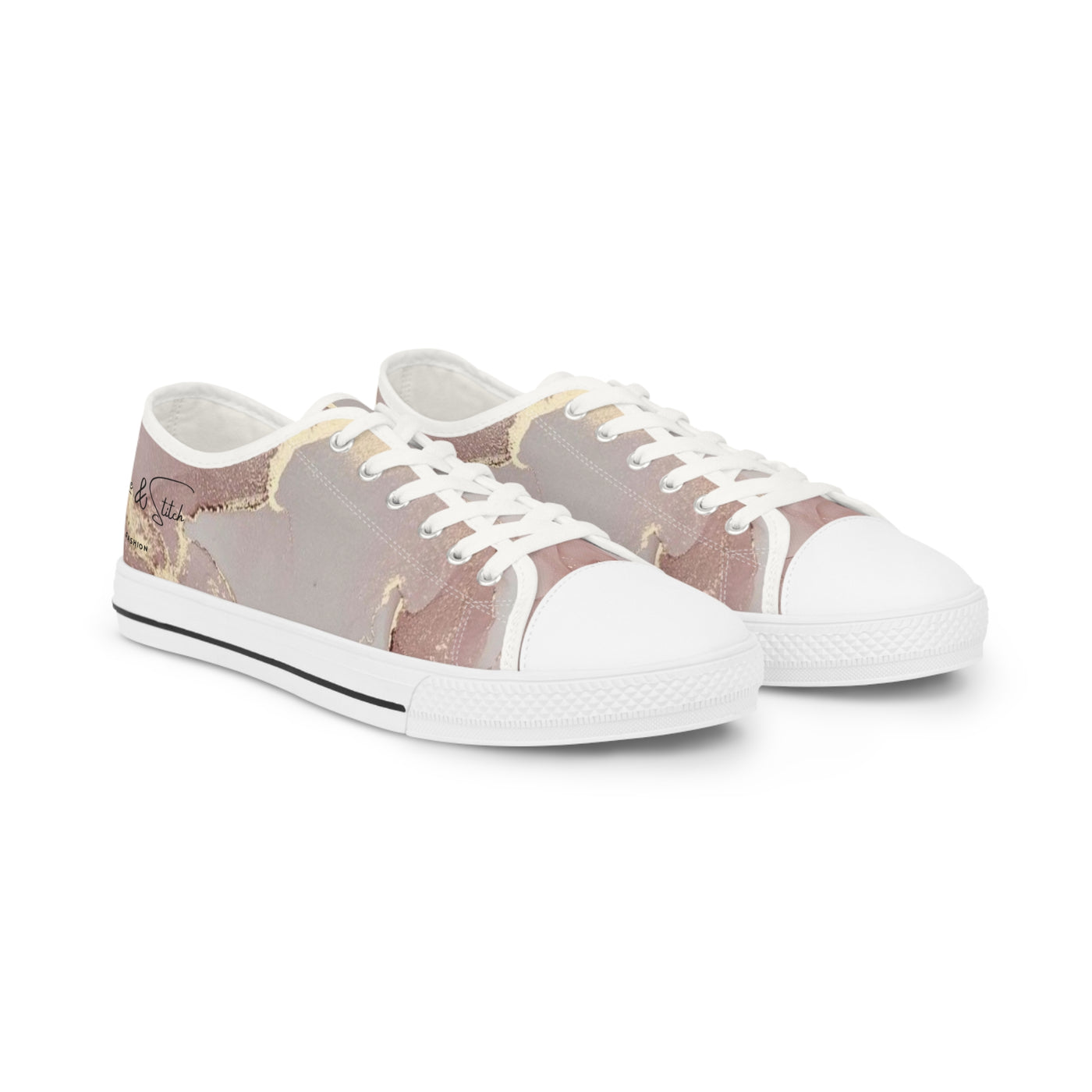 Pink/Grey Men's Low Top Sneakers