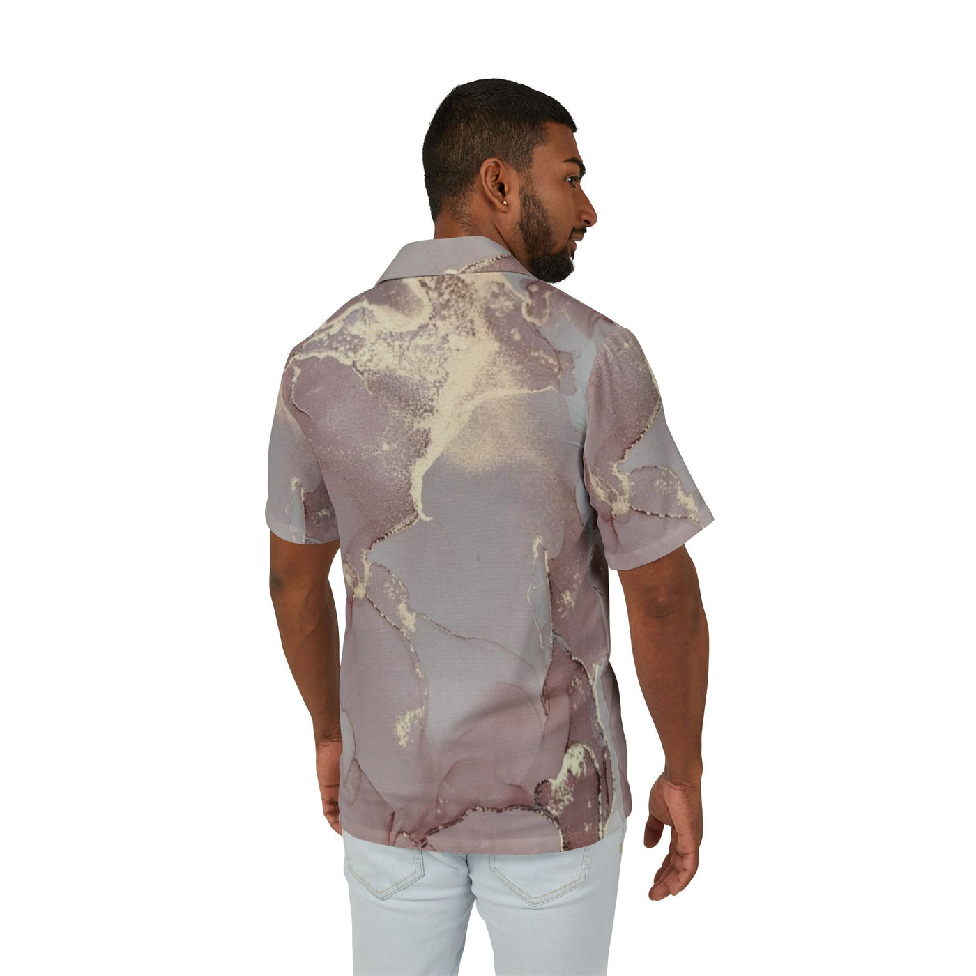 Gray/Pink Hawaiian Camp Shirt (AOP)