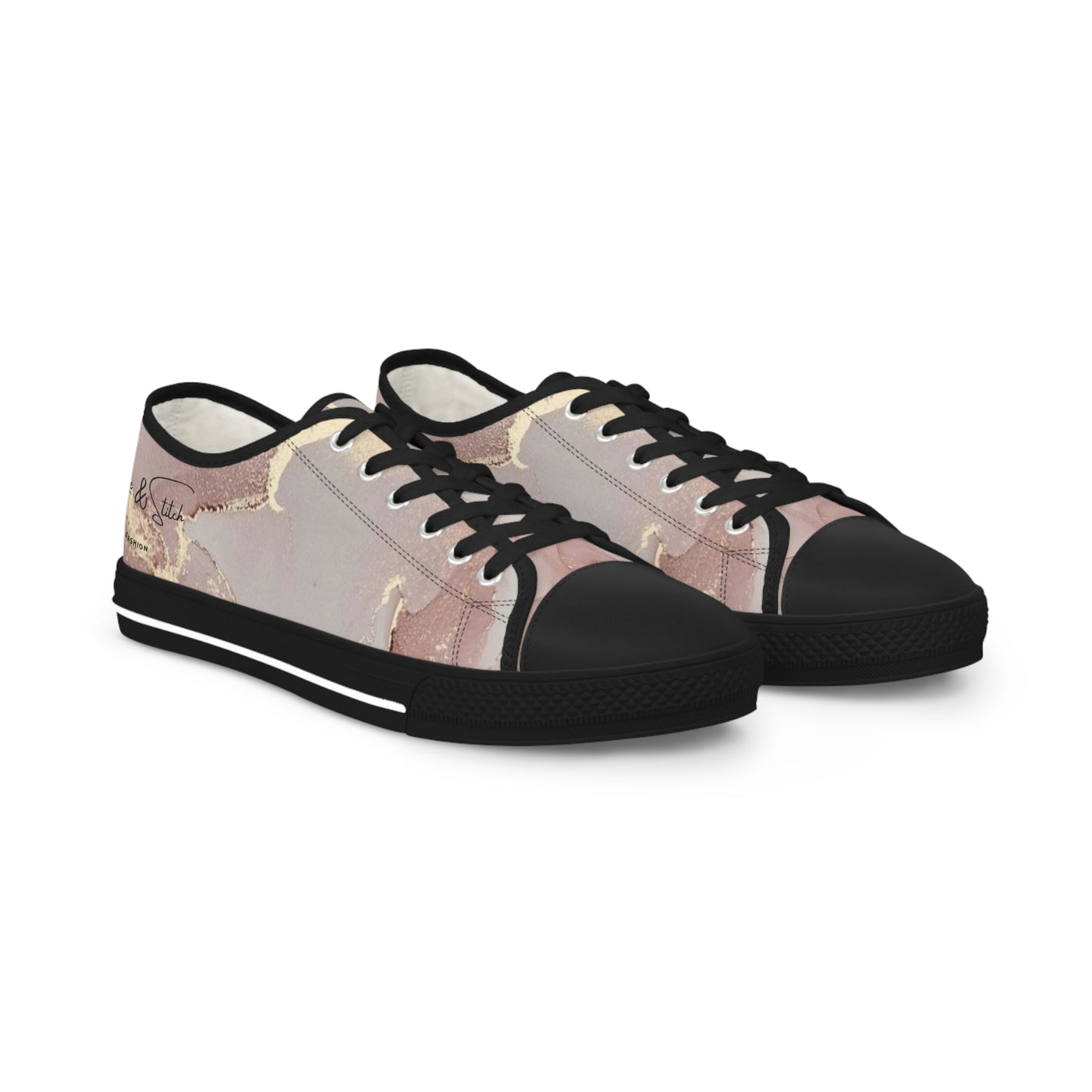 Pink/Grey Men's Low Top Sneakers