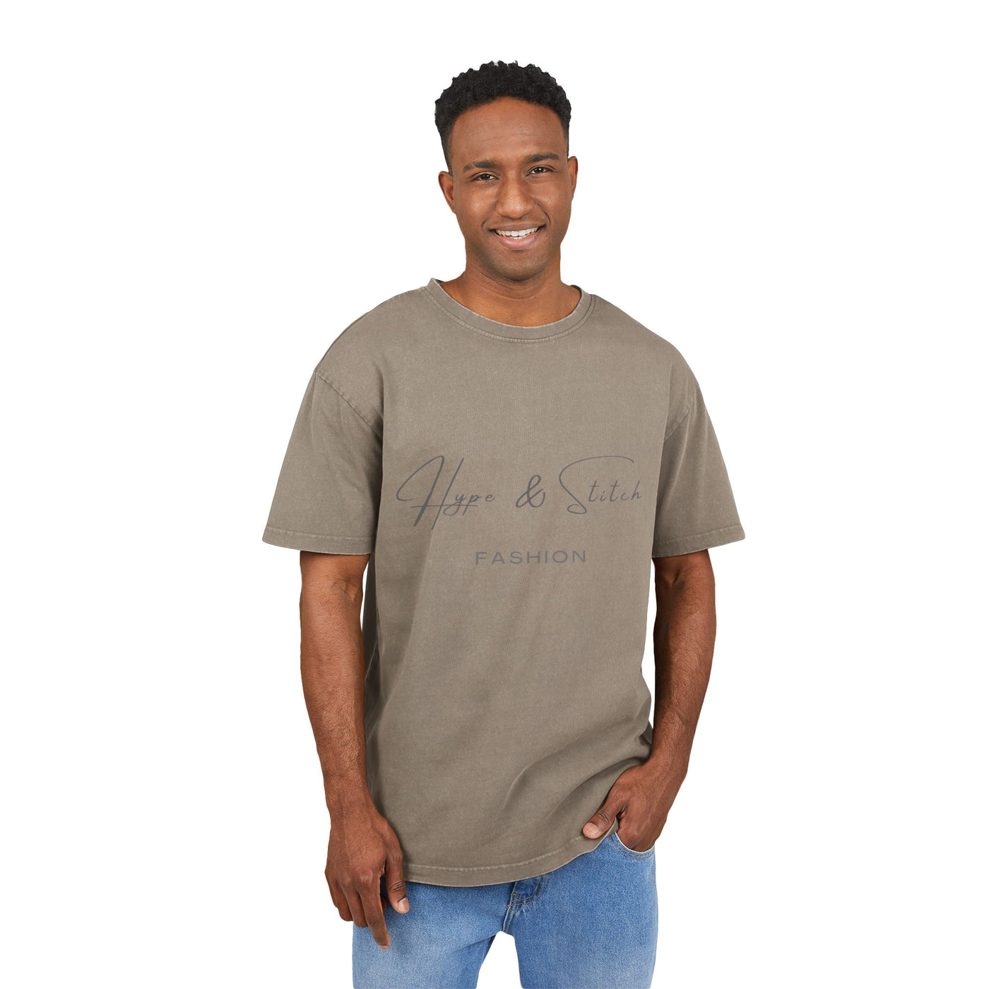 Hype & Stitch Fashion Men's Acid Washed Heavy Oversize Tee